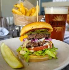Showroom signature dishes Double Stack BurgerBreakfast SandwichDeviled Eggs